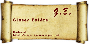 Glaser Balázs névjegykártya